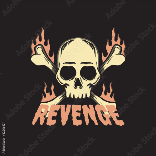 Skull revenge art Illustration hand drawn style for tattoo, sticker, logo etc
