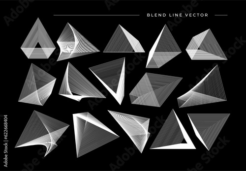 Set of dynamic line abstract triangle logo design