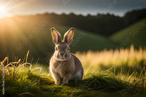 rabbit in the grass generated by  AI © AB malik