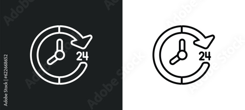 hours outline icon in white and black colors. hours flat vector icon from user interface collection for web, mobile apps and ui.
