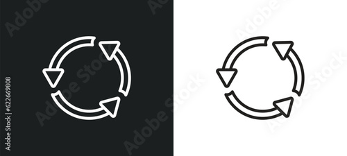 clockwise angled arrows outline icon in white and black colors. clockwise angled arrows flat vector icon from user interface collection for web, mobile apps and ui.