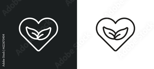 ecologic heart outline icon in white and black colors. ecologic heart flat vector icon from user interface collection for web, mobile apps and ui.