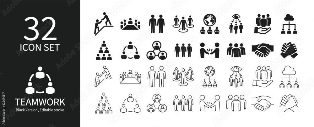 Obraz premium Icon set related to teamwork