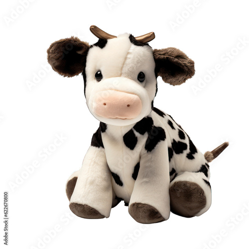 Stuffed toy cow cattle cutout isolated on white transparent background photo