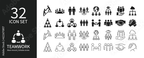 Icon set related to teamwork