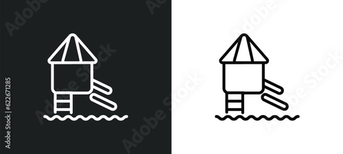 water slide outline icon in white and black colors. water slide flat vector icon from travel collection for web, mobile apps and ui.