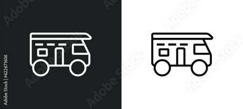 motorhome outline icon in white and black colors. motorhome flat vector icon from travel collection for web, mobile apps and ui.