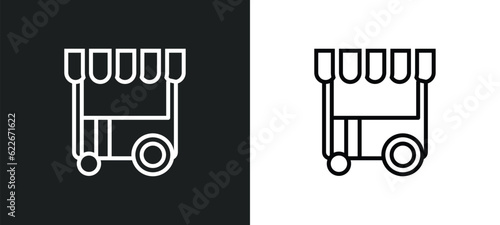 food stand outline icon in white and black colors. food stand flat vector icon from travel collection for web, mobile apps and ui.