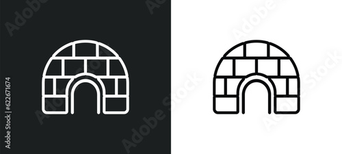 igloo outline icon in white and black colors. igloo flat vector icon from travel collection for web, mobile apps and ui.