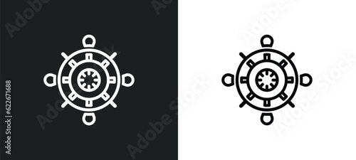 rudder outline icon in white and black colors. rudder flat vector icon from travel collection for web, mobile apps and ui.