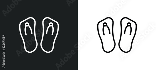 flip flop outline icon in white and black colors. flip flop flat vector icon from travel collection for web, mobile apps and ui.