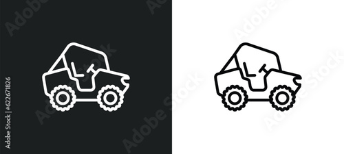 all terrain vehicle outline icon in white and black colors. all terrain vehicle flat vector icon from transport aytan collection for web, mobile apps and ui.