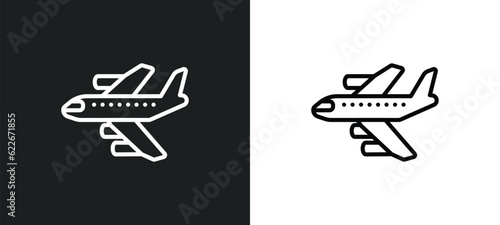 airliner outline icon in white and black colors. airliner flat vector icon from transport aytan collection for web, mobile apps and ui.