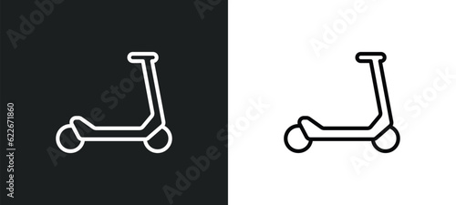 micro scooter outline icon in white and black colors. micro scooter flat vector icon from transport aytan collection for web, mobile apps and ui.
