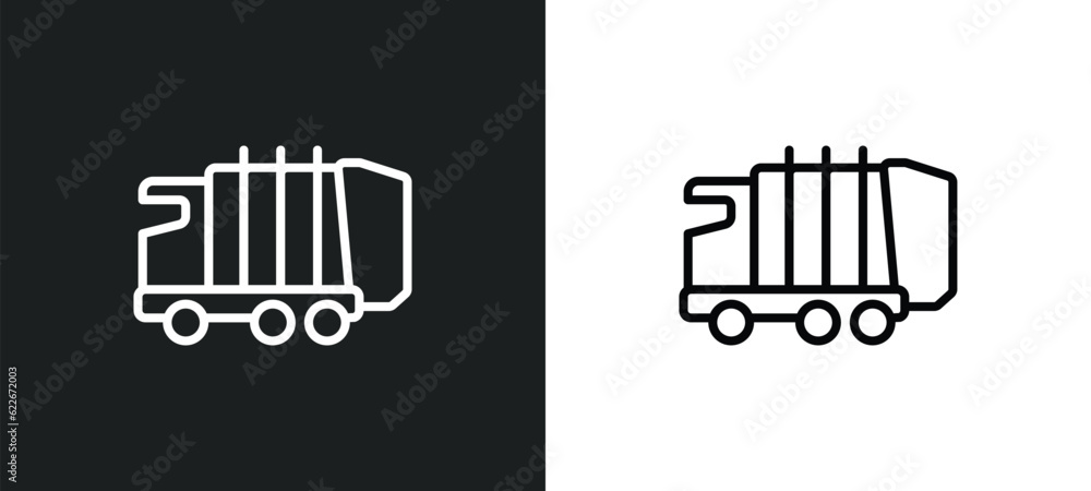 Obraz premium litter car outline icon in white and black colors. litter car flat vector icon from transportation collection for web, mobile apps and ui.