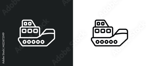 ferry boat outline icon in white and black colors. ferry boat flat vector icon from transportation collection for web, mobile apps and ui.
