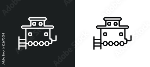 caboose outline icon in white and black colors. caboose flat vector icon from transportation collection for web, mobile apps and ui.