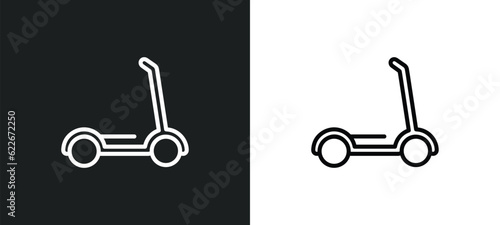 scooter outline icon in white and black colors. scooter flat vector icon from transportation collection for web, mobile apps and ui.