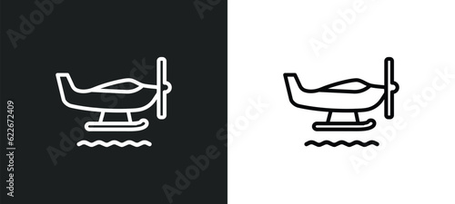 hydroplane outline icon in white and black colors. hydroplane flat vector icon from transportation collection for web, mobile apps and ui. photo