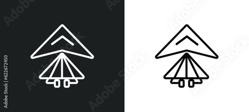 hang glider outline icon in white and black colors. hang glider flat vector icon from transportation collection for web, mobile apps and ui.