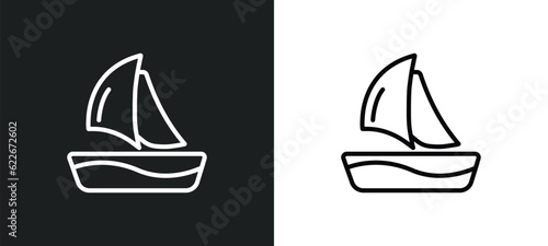 boat outline icon in white and black colors. boat flat vector icon from transportation collection for web, mobile apps and ui.