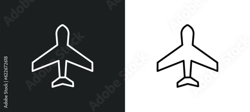 aeroplane outline icon in white and black colors. aeroplane flat vector icon from transportation collection for web, mobile apps and ui.