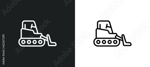 excavate outline icon in white and black colors. excavate flat vector icon from transport collection for web, mobile apps and ui.