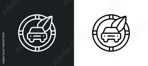 zero emission badge outline icon in white and black colors. zero emission badge flat vector icon from transport collection for web, mobile apps and ui.