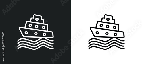 ferry outline icon in white and black colors. ferry flat vector icon from transport collection for web, mobile apps and ui.