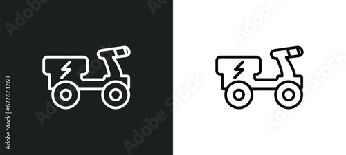 scooter bike outline icon in white and black colors. scooter bike flat vector icon from transport collection for web, mobile apps and ui.