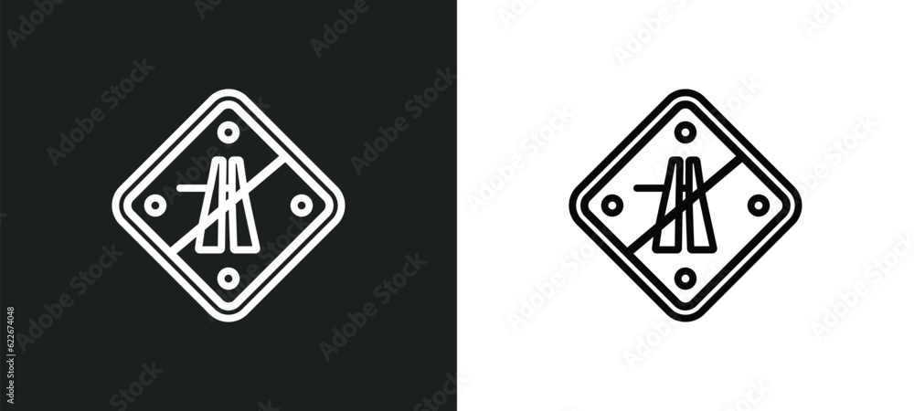 end motorway outline icon in white and black colors. end motorway flat ...