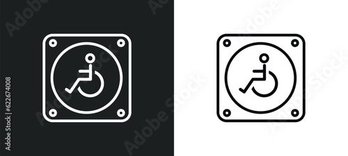 handicap outline icon in white and black colors. handicap flat vector icon from traffic signs collection for web, mobile apps and ui.