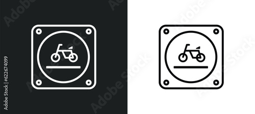 cycle lane outline icon in white and black colors. cycle lane flat vector icon from traffic signs collection for web, mobile apps and ui.