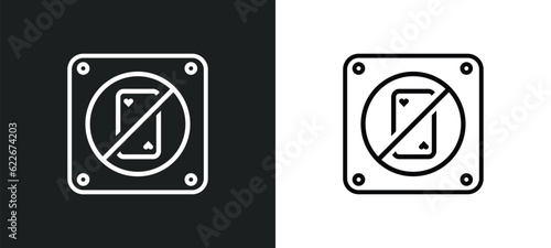 no gambling outline icon in white and black colors. no gambling flat vector icon from traffic signs collection for web, mobile apps and ui.
