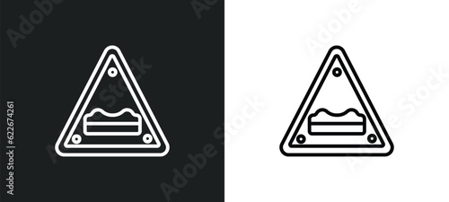 pothole outline icon in white and black colors. pothole flat vector icon from traffic signs collection for web, mobile apps and ui.