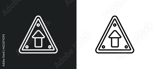 straight outline icon in white and black colors. straight flat vector icon from traffic signs collection for web  mobile apps and ui.