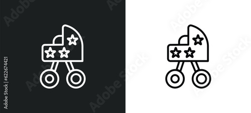 pram toy outline icon in white and black colors. pram toy flat vector icon from toys collection for web, mobile apps and ui.