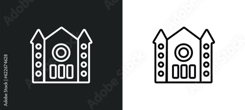 bouncy castle toy outline icon in white and black colors. bouncy castle toy flat vector icon from toys collection for web, mobile apps and ui.