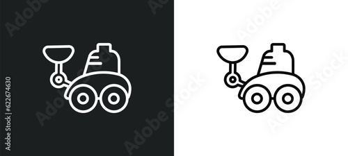 digger toy outline icon in white and black colors. digger toy flat vector icon from toys collection for web, mobile apps and ui.