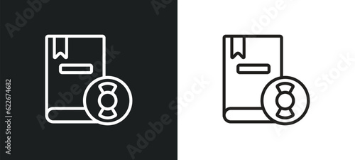 book with cd rom outline icon in white and black colors. book with cd rom flat vector icon from tools and utensils collection for web, mobile apps and ui.