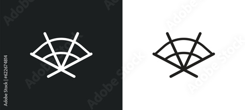 chinese fan outline icon in white and black colors. chinese fan flat vector icon from tools and utensils collection for web, mobile apps and ui.