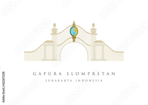 gapura slompretan or gapura pasar klewer surakarta in solo city. surakarta landmark. the landmark Icon of solo city, surakarta, indonesia. photo