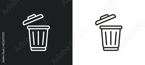trash can open outline icon in white and black colors. trash can open flat vector icon from tools and utensils collection for web, mobile apps and ui.