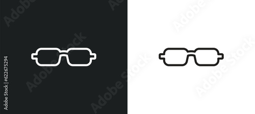 rectangular eyeglasses outline icon in white and black colors. rectangular eyeglasses flat vector icon from tools and utensils collection for web, mobile apps and ui.