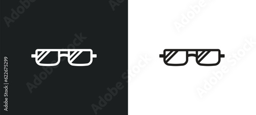 rectangular eyeglass frame outline icon in white and black colors. rectangular eyeglass frame flat vector icon from tools and utensils collection for web, mobile apps and ui.
