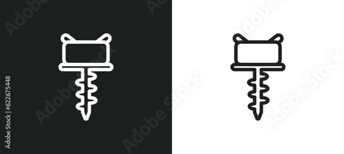 auger outline icon in white and black colors. auger flat vector icon from tools and utensils collection for web, mobile apps and ui.
