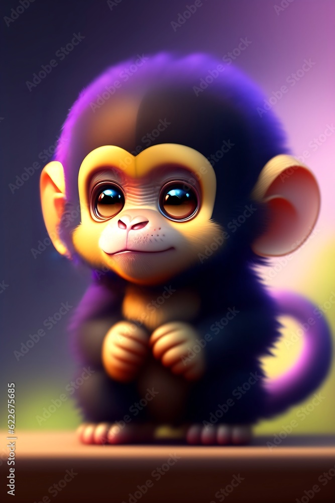 3d rendered illustration of a lion. A cute monkey. Cute animals and cartoons. 3d rendered illustration of a lion. A cute monkey. Cute animals and cartoons.