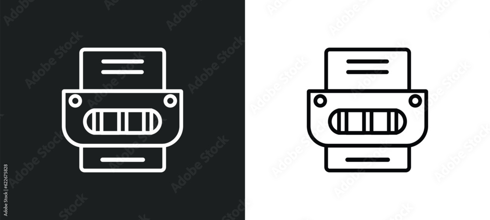 office printer outline icon in white and black colors. office printer flat vector icon from technology collection for web, mobile apps and ui.