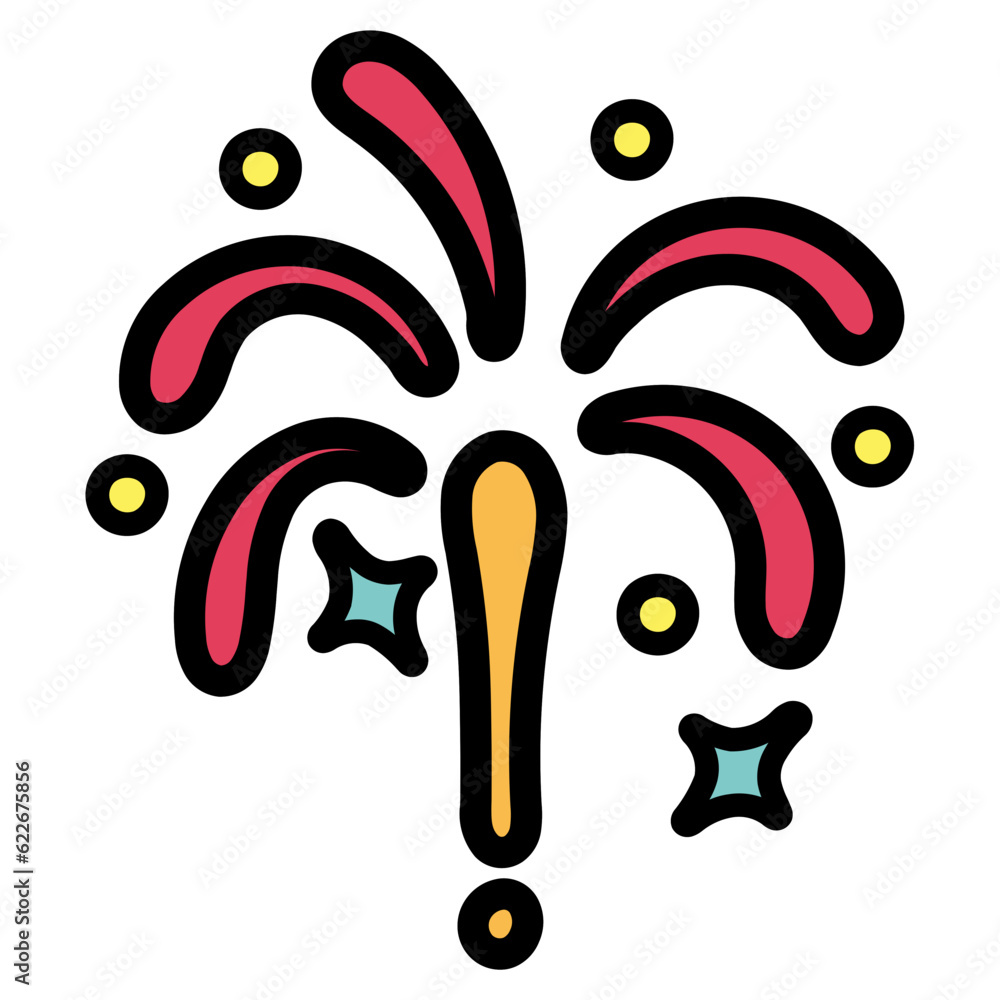 Obraz premium fireworks filled outline icon style