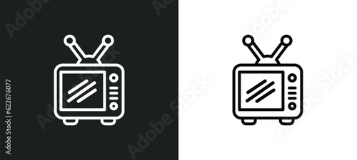 old television outline icon in white and black colors. old television flat vector icon from technology collection for web, mobile apps and ui.